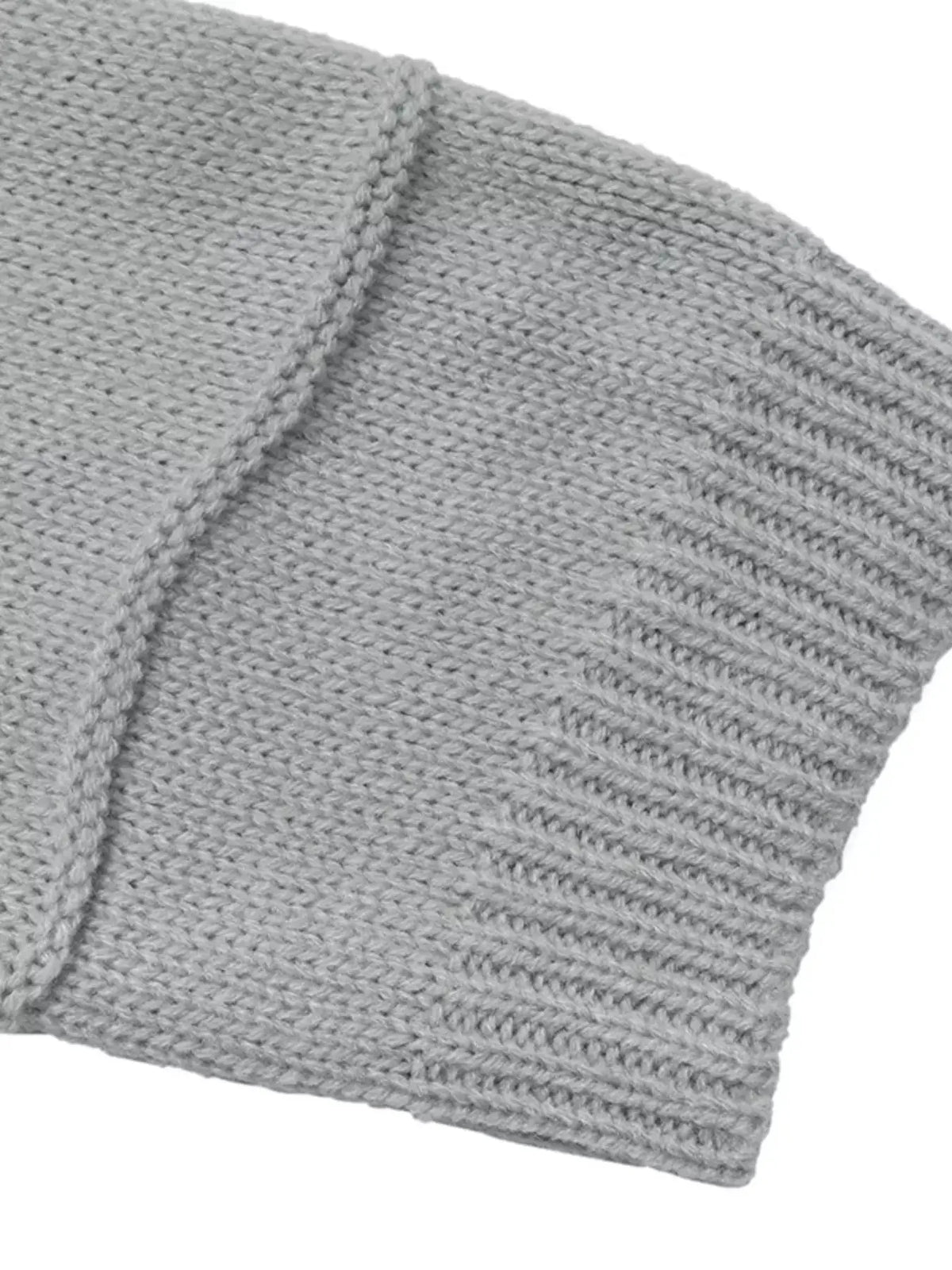 Soft V-neck dropped-shoulder lightweight acrylic knit sweater in grey