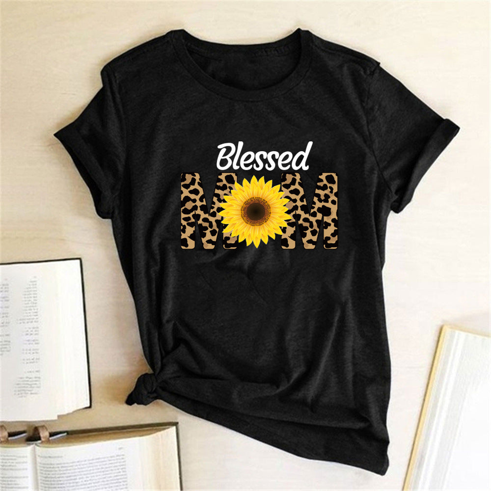Sunflower Print T-Shirt Women Summer Casual Fashion Ladies