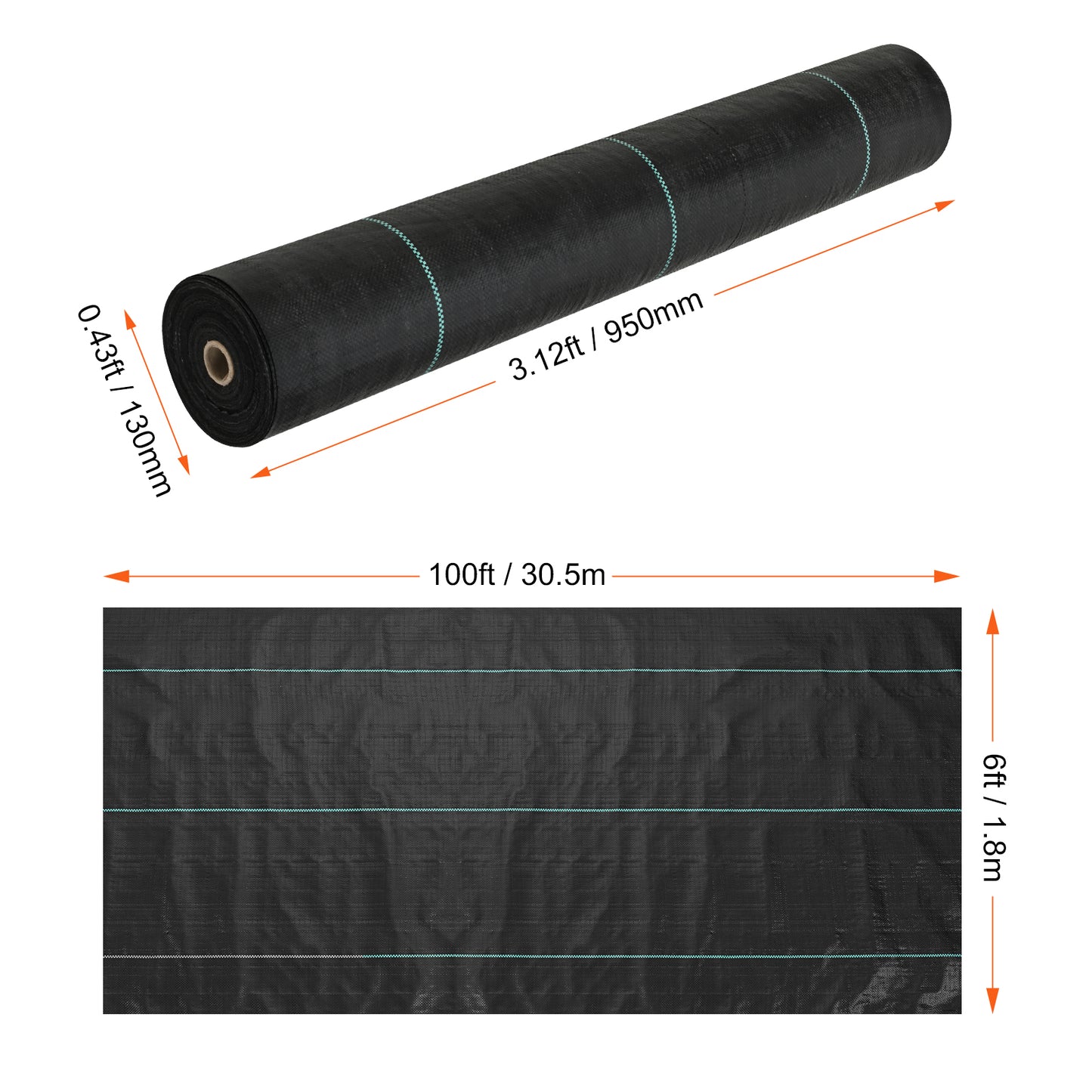 Malla antihierbas de alta resistencia, prémium, de 0,9 m x 15,2 m para jardinería