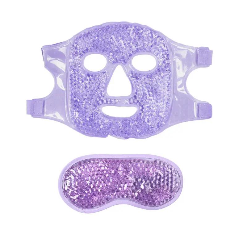 Therapeutic cold and warm gel eye mask and gel pack, AdTec, purple 2-piece set with adjustable strap