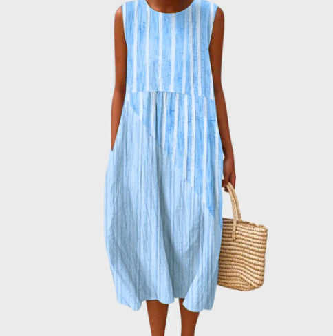 Robe élégante sans manches décontractée à imprimé pour femme
