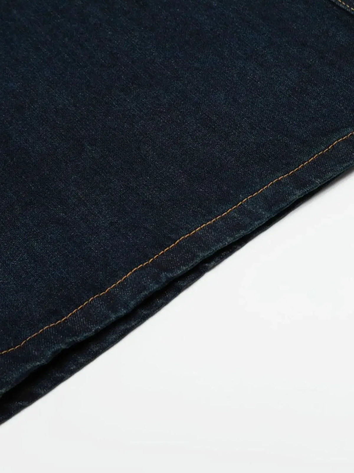 Oversized Mens Wide Leg Denim Shorts, 100% Cotton, dark indigo with orange topstitching by Trendsi