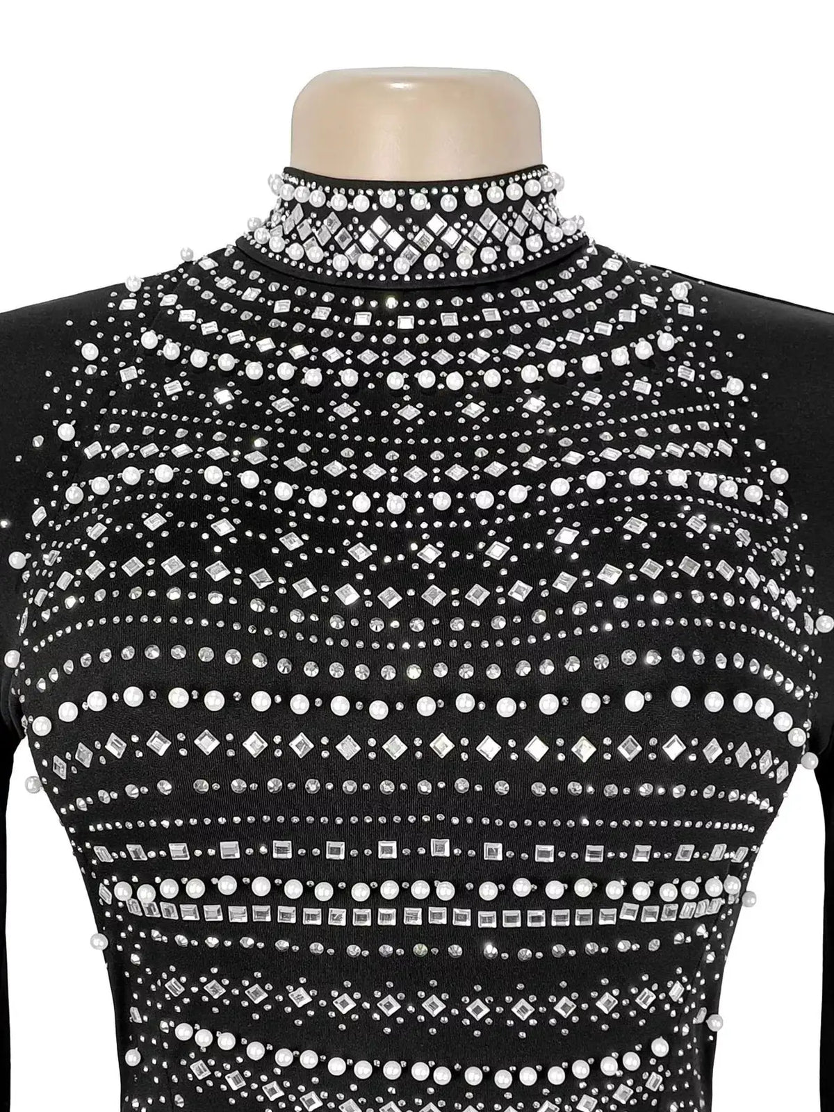 Rhinestone Slit Flare Sleeve Cape Maxi Dress in black