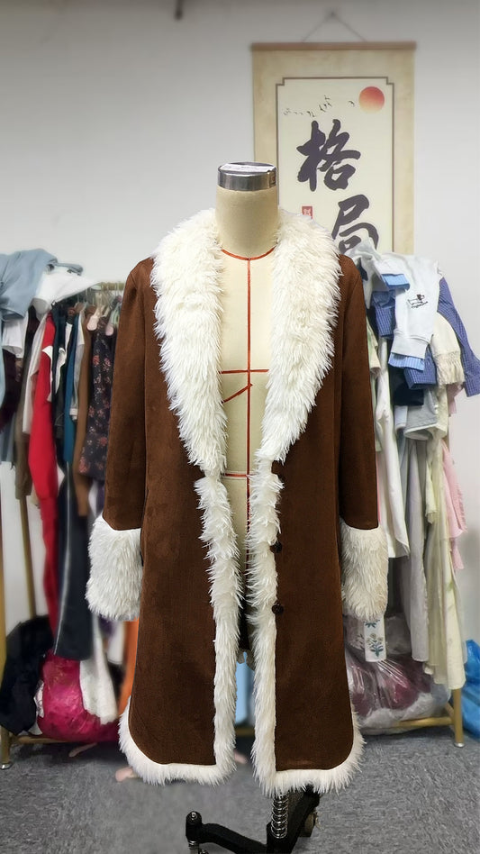 Manteau De Tranchée Rétro Western Style Cowboy Européen Et Américain Manteau Chaud En Peluche Automne Et Hiver