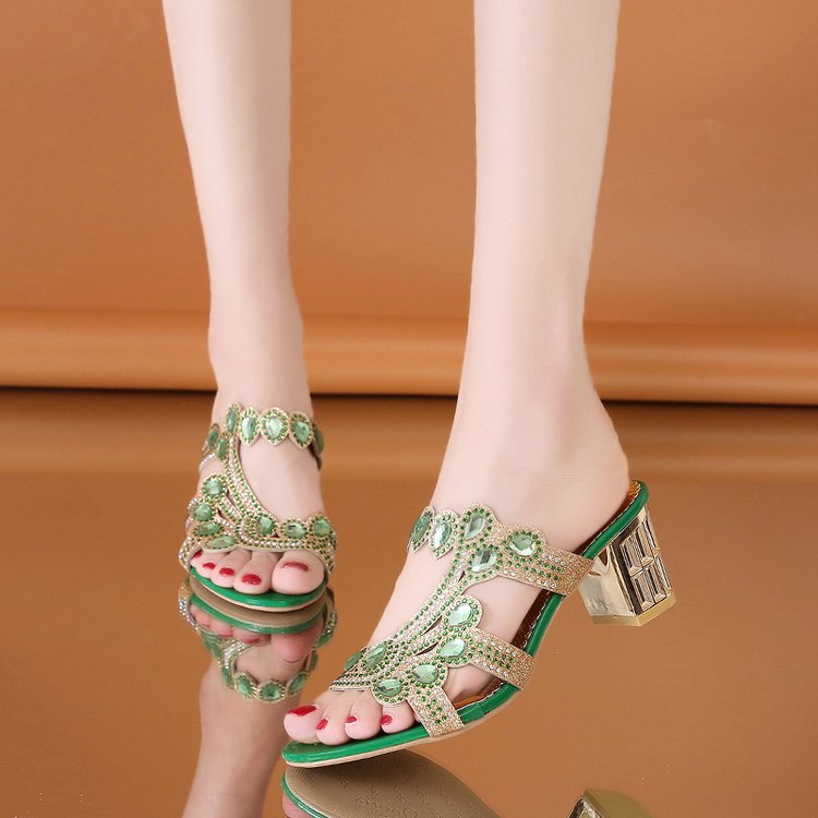 Calzado Exterior de Moda para Mujer Tacón Grueso Tacón Alto Chanclas Sandalias Tallas Grandes