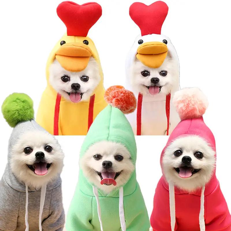 Fruit dog hoodies for small dogs by AdTec; five colorful fleece coats in yellow, white, mint, gray, pink