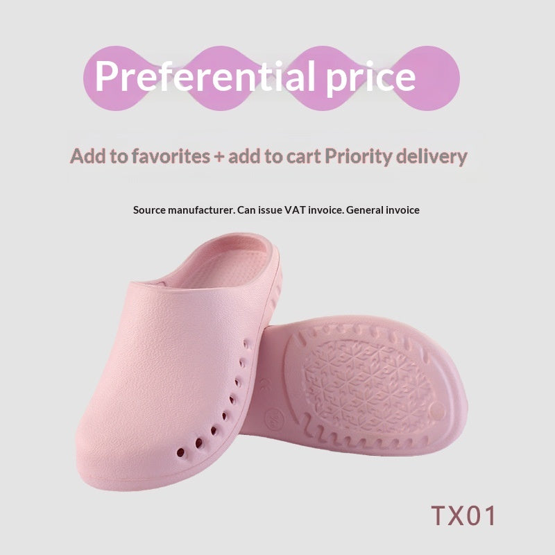 AdTec pink operating room slippers with hollowed-out design, non-slip, liquid-resistant for cleanrooms, 1 pair.