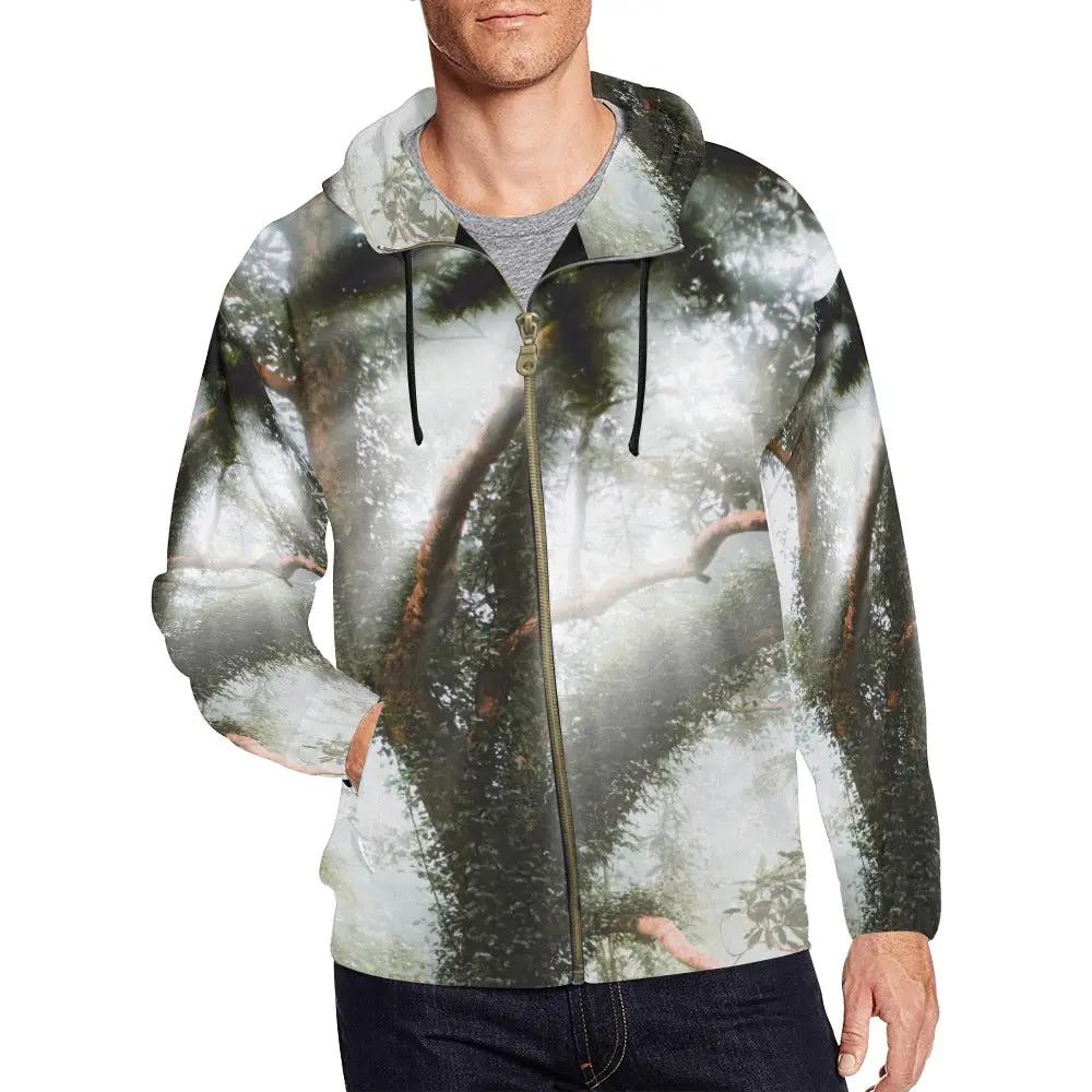 Hoodie Inkedjoy men's all-over forest print full-zip