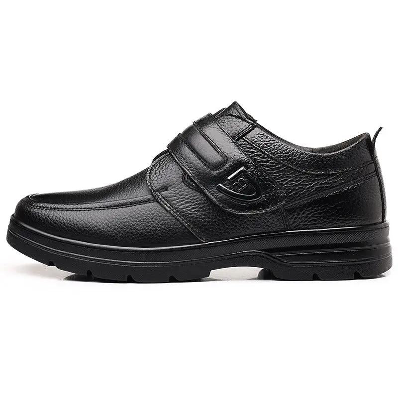 British Craft full-grain leather slip-on men's shoes with Velcro bands by AdTec