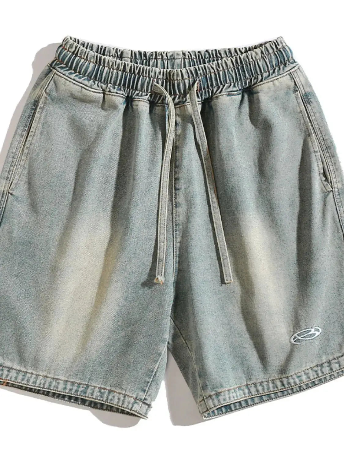 Men's plus-size drawstring denim shorts, light wash, relaxed fit