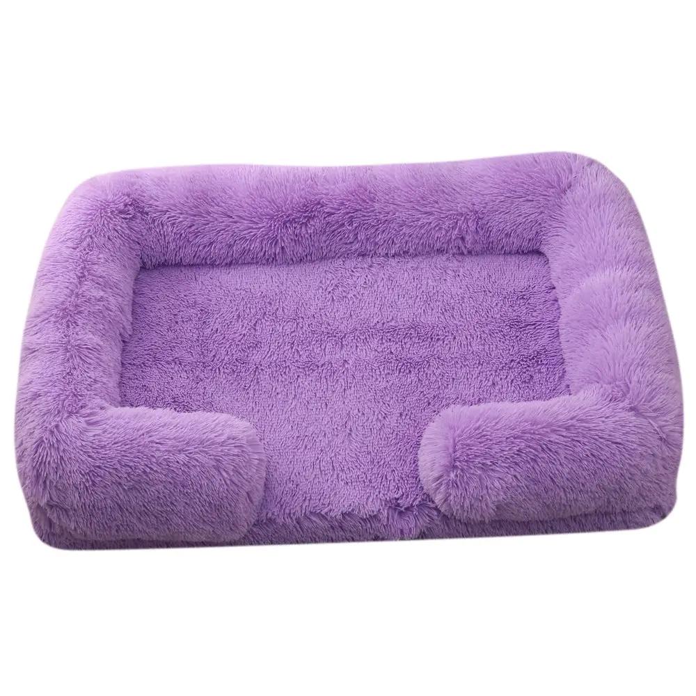 AdTec plush round dog bed in purple with fluffy sides