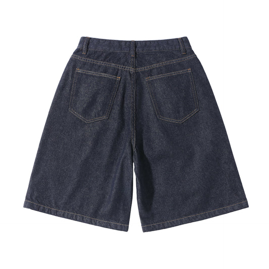 Pantalones vaqueros casuales holgados de mezclilla de cinco cuartos