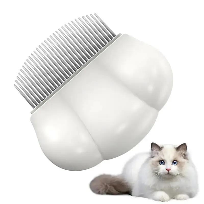 Dog grooming comb with white plastic shell and metal teeth for shedding and tangles in dogs and small pets