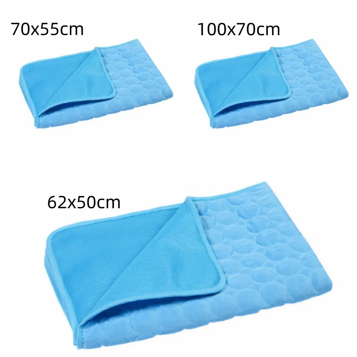AdTec Summer Cooling Pet Sleeping Ice Silk Mat; blue quilted cooling mat in sizes 70x55cm, 100x70cm, 62x50cm