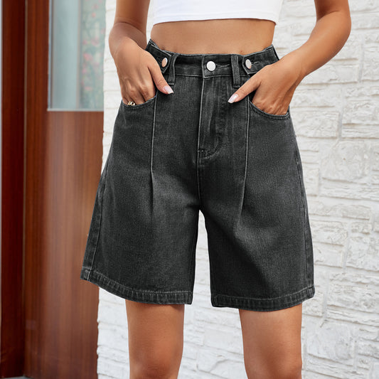 Pantalones cortos de mezclilla para mujer con diseño de cintura ajustable a la moda para verano