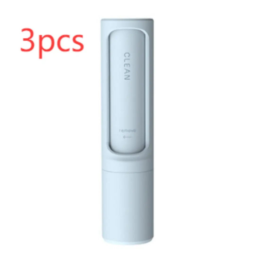Pet hair remover brush, white, 3pcs set, portable self-cleaning lint-roller style