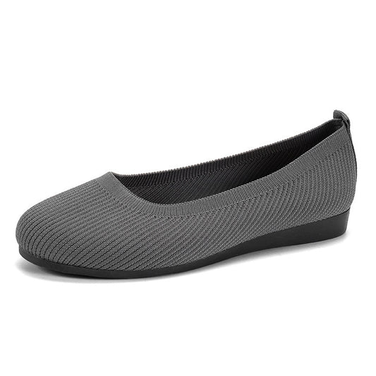 Zapatos Planos de Punta Redonda Casuales Cómodos Suaves Sin Cordones de Malla Tejida para Mujer