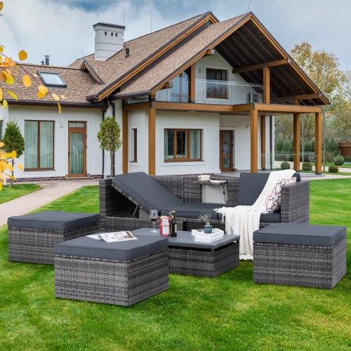 Patio Furniture, Outdoor Furniture, Seasonal PE Wicker Furniture,5 Set Wicker Furniture With Plywood Coffee Table by eprolo