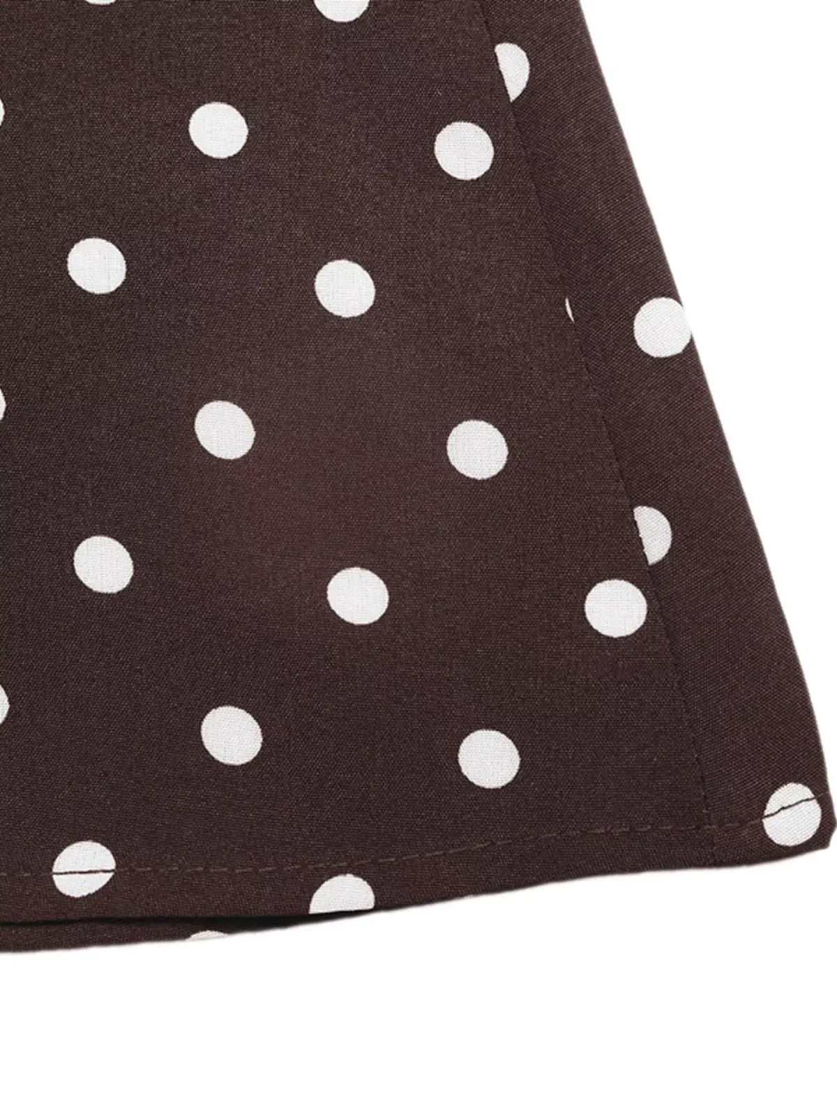 Polka dot sleeveless maxi dress in brown with white dots