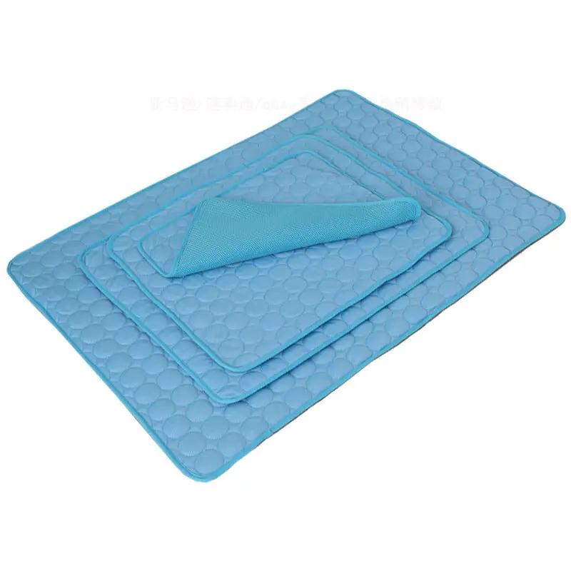 Dog cooling mat set in blue, multi-size for dogs and cats.