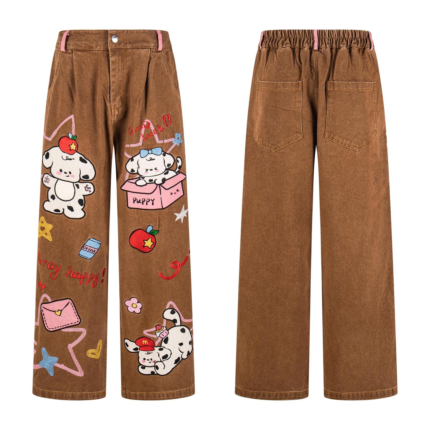 Jeans bordados Maillard Puppy Patch