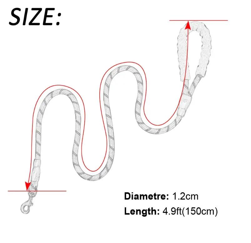 AdTec reflective nylon dog leash, 150 cm long, 1.2 cm diameter, for dogs.