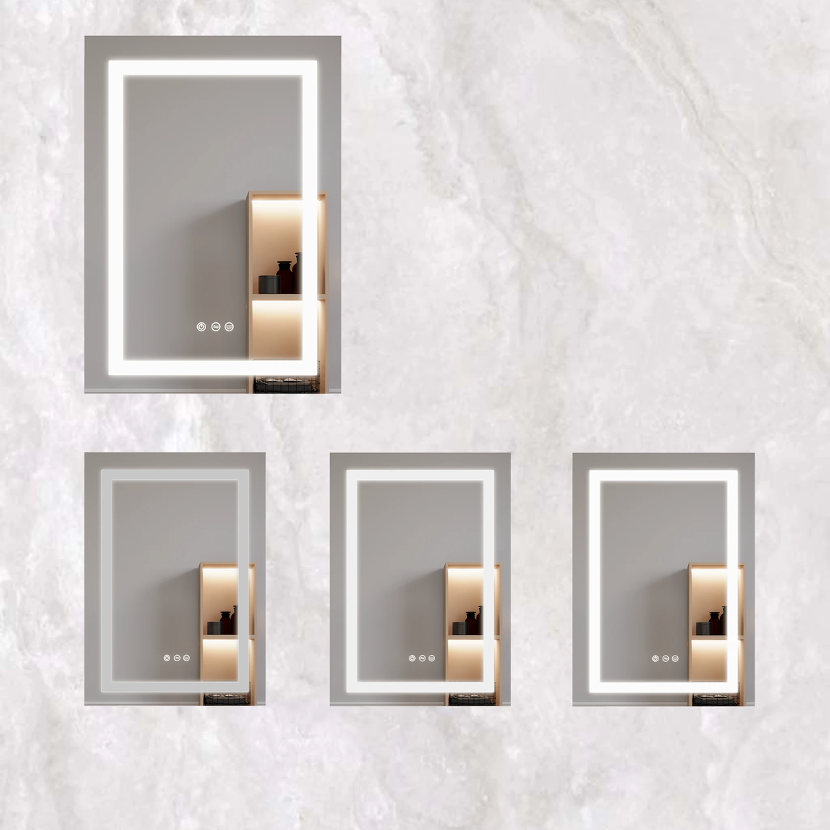 26x20 inch(Left Door) bathroom medicine cabinet with LED mirror 3000K~6000K single door lighting bathroom cabinet with touch switch adjusta by eprolo
