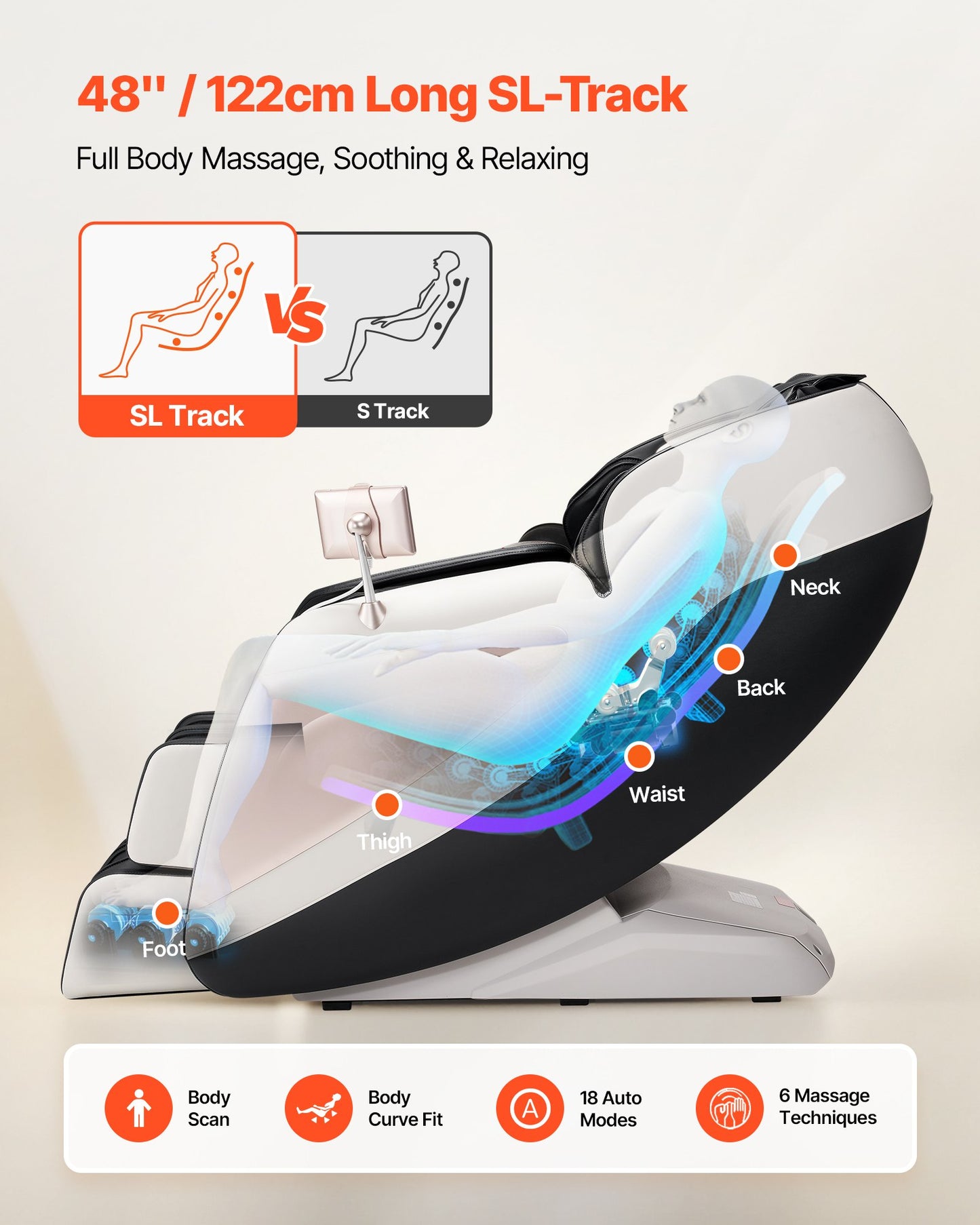Full Body Massage Chair, 3D Zero Gravity Recliner With SL Track