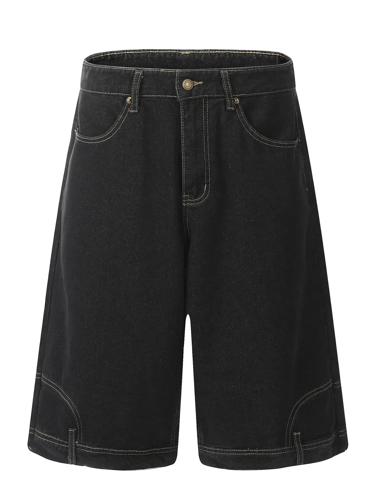 Men's Classic Loose Fit Washed Denim Shorts with Breathable Stretch by Trendsi, dark wash