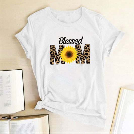 T-shirt imprimé tournesol femme été mode décontractée