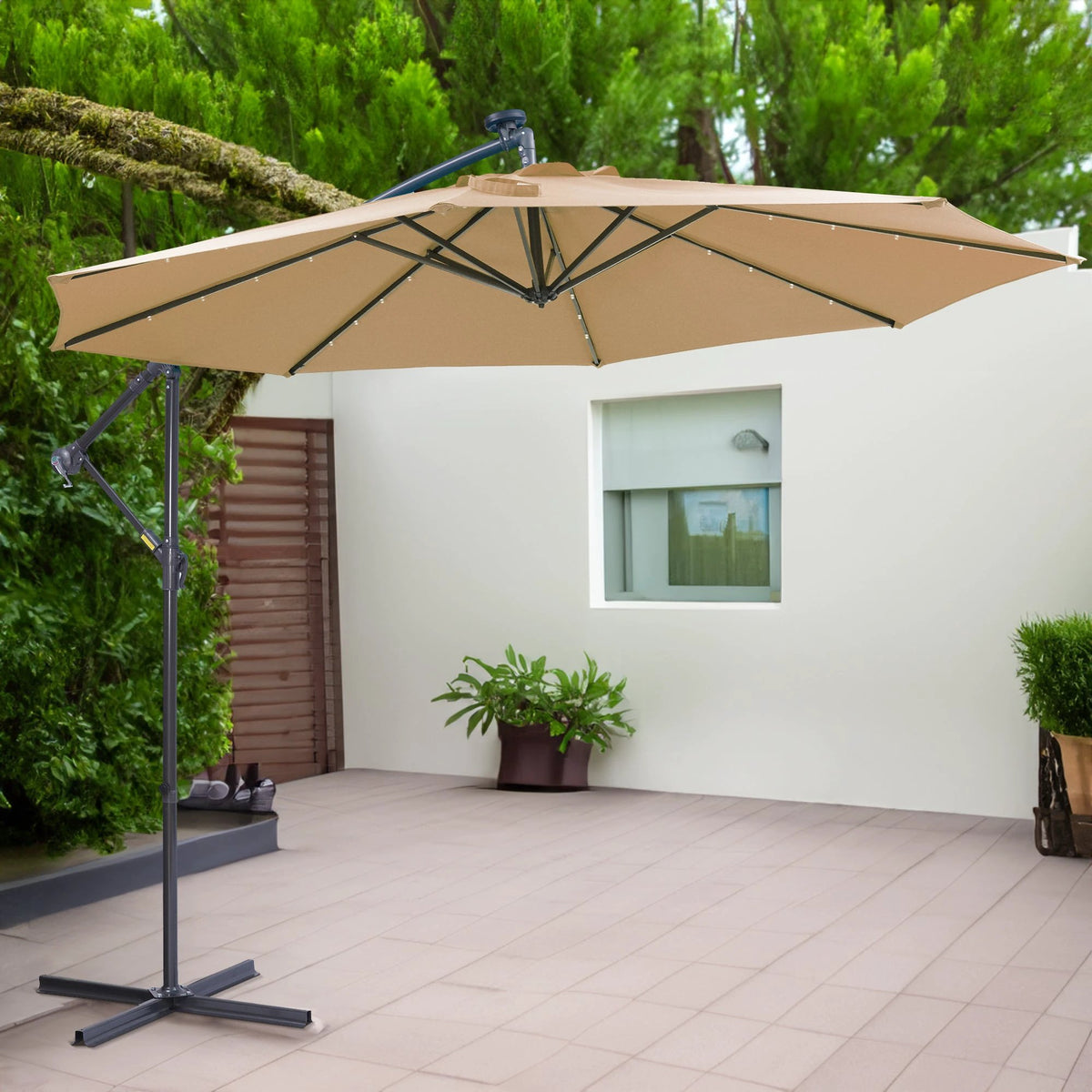 10 FT Solar LED Patio Outdoor Umbrella Hanging Cantilever by eprolo