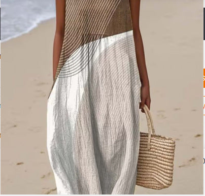 Robe ample à col rond pour femme, mode, manches longues, imprimé de qualité supérieure