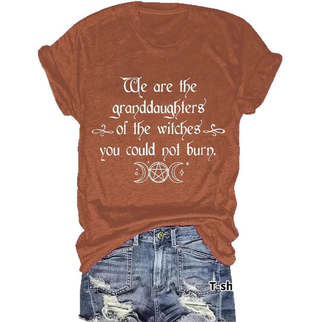 Moon letter printed T-shirt short sleeved loose T-shirt
