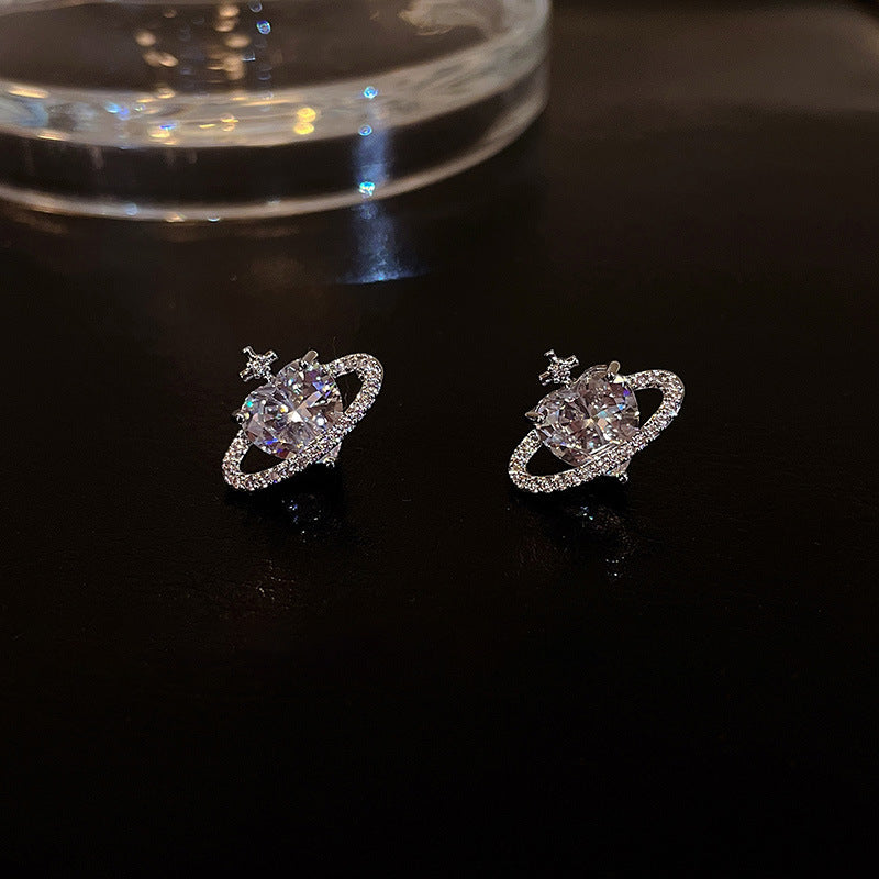 Boucles d'oreilles Planet Niche Cold Wind Super Full Of Diamond