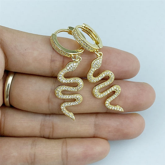 Boucles d'oreilles serpent géant zircon personnalité