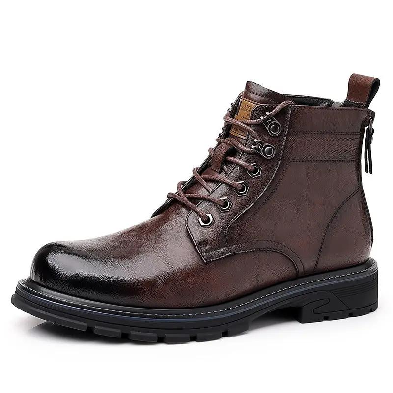 Oxford Craft Premium Lightweight Durable Work Ankle Boots, brown leather, rugged sole