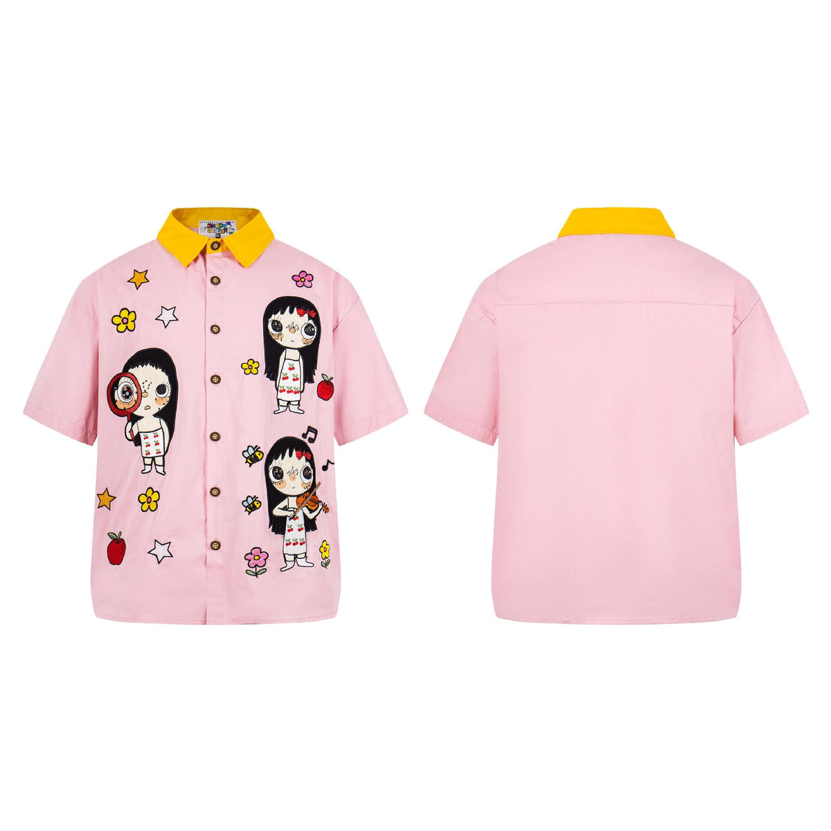 Camiseta de manga corta bordada para niña