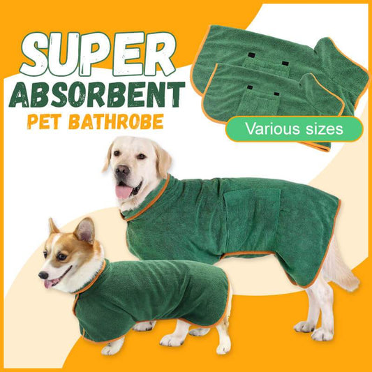 Bata de baño absorbente para mascotas de microfibra con ajuste de cintura