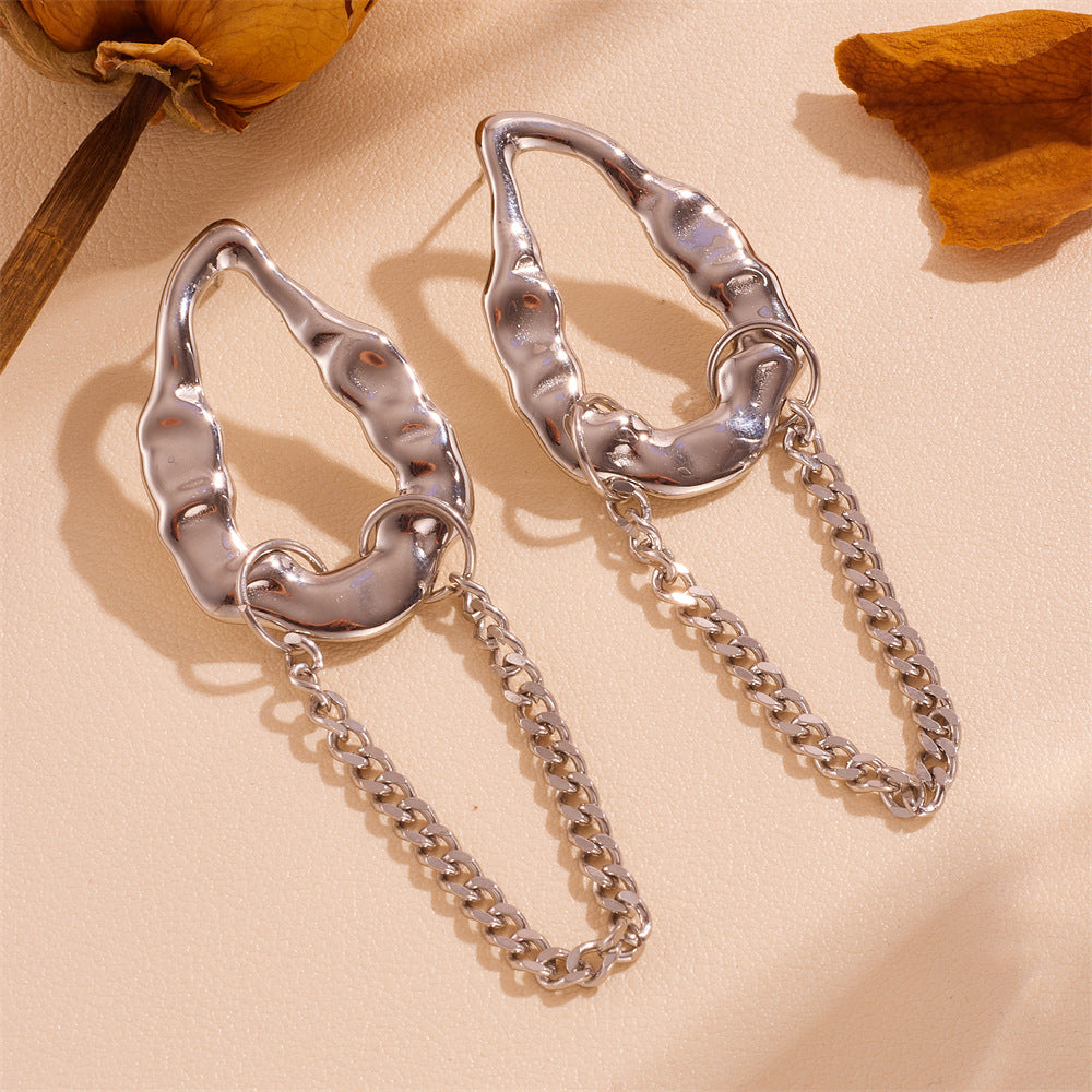 Boucles d'oreilles torsadées en acier inoxydable avec feuilles à pampilles européennes et américaines, ne décolorent pas