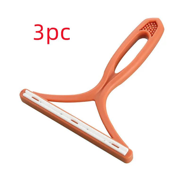 Silicone double-sided pet hair remover tool, orange, 3pc set
