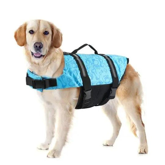 Paw Roll Developing Product dog life vest, blue with black straps, AdTec brand