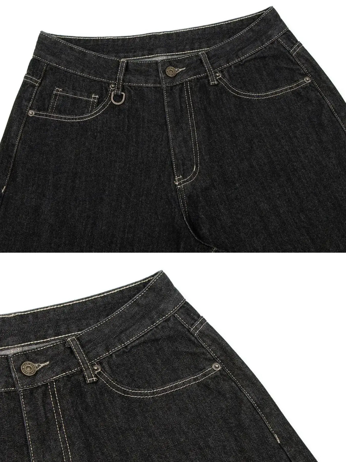 Loose fit men's denim shorts in dark indigo cotton blend with front pockets and belt loops