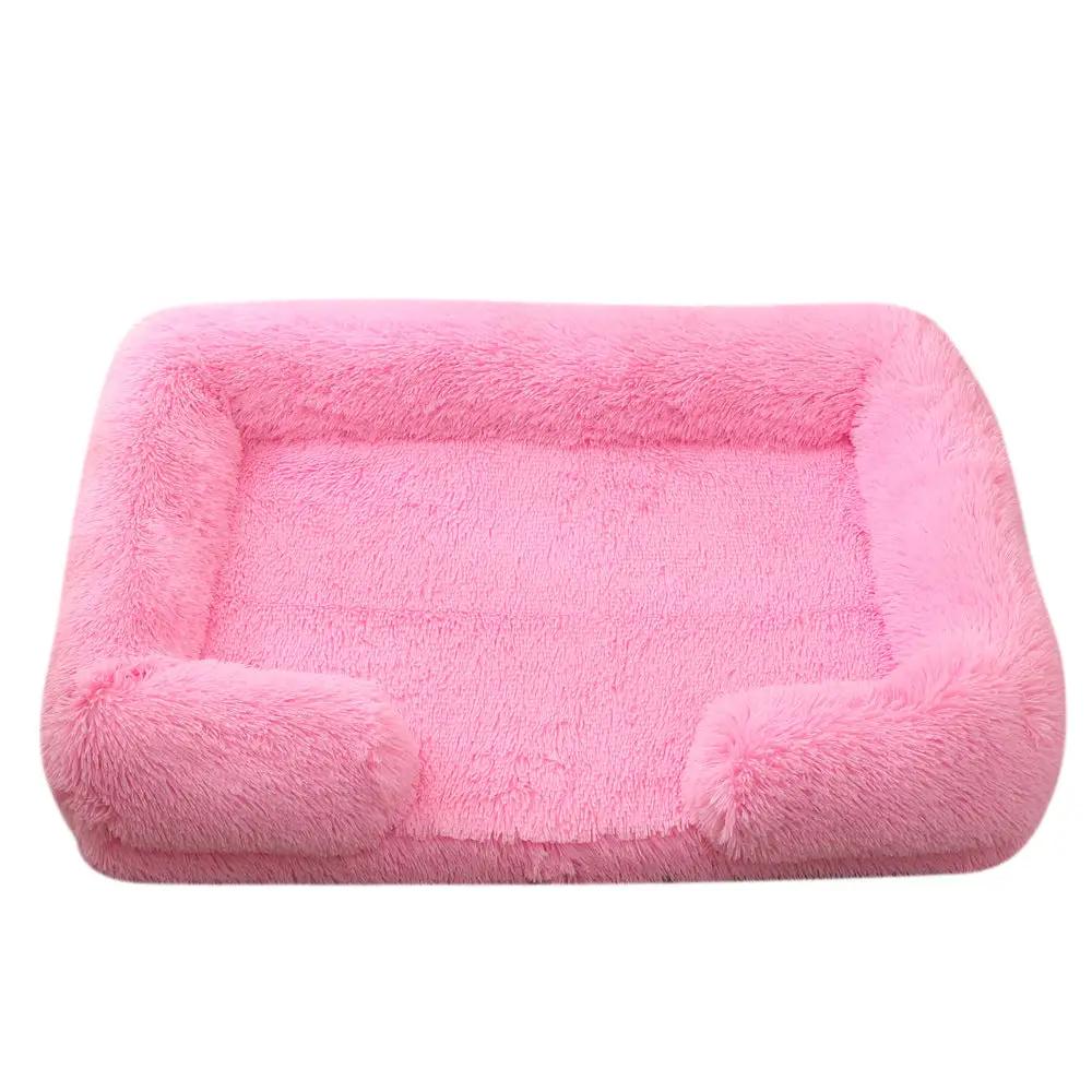 Plush round pet bed in pink by AdTec, fluffy winter-ready dog bed