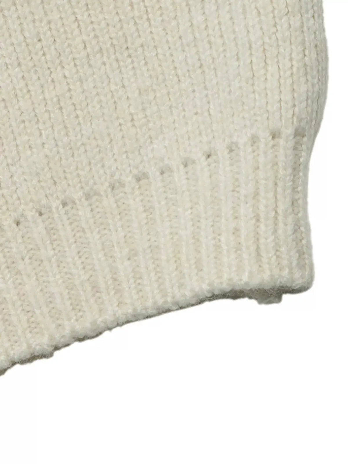 Four-Leaf Clover Open Front Cardigan, cream ribbed knit fabric