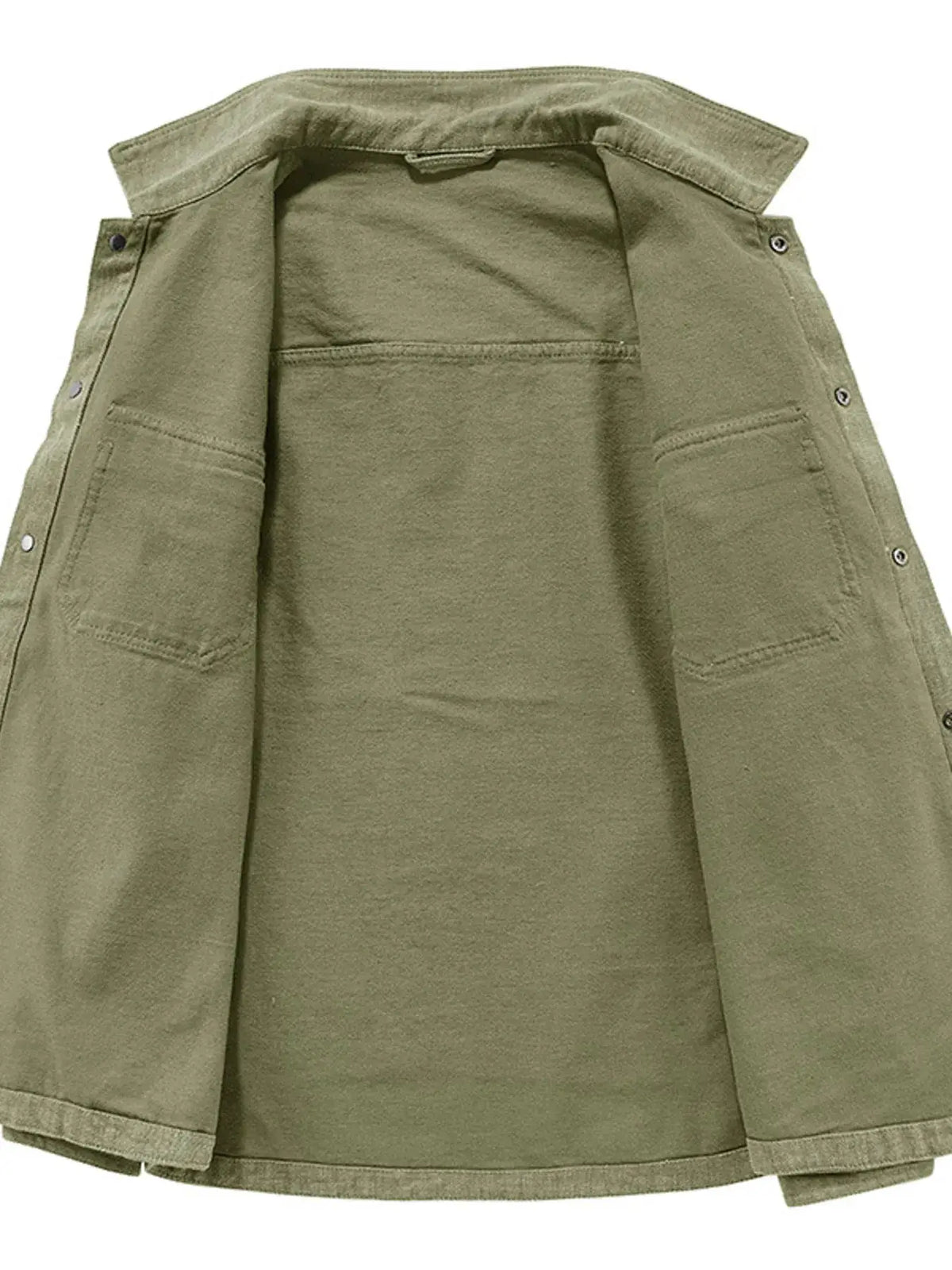 Men's Plus Size Dual Chest Pockets Shacket in olive green.