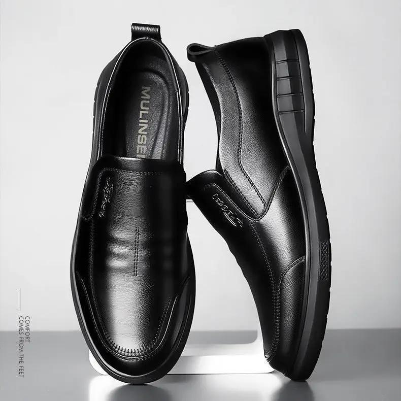 HeritageCraft Men's Leather Loafers, black leather with premium support sole, pair