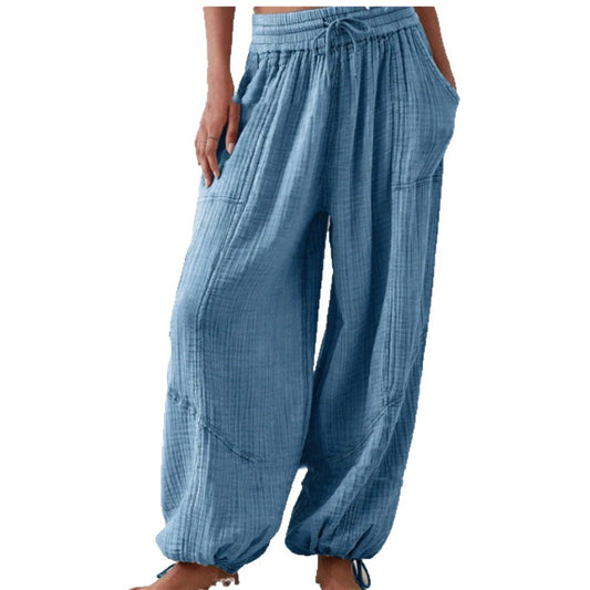 Women's Lace-up Casual Wide-leg Loose Pants