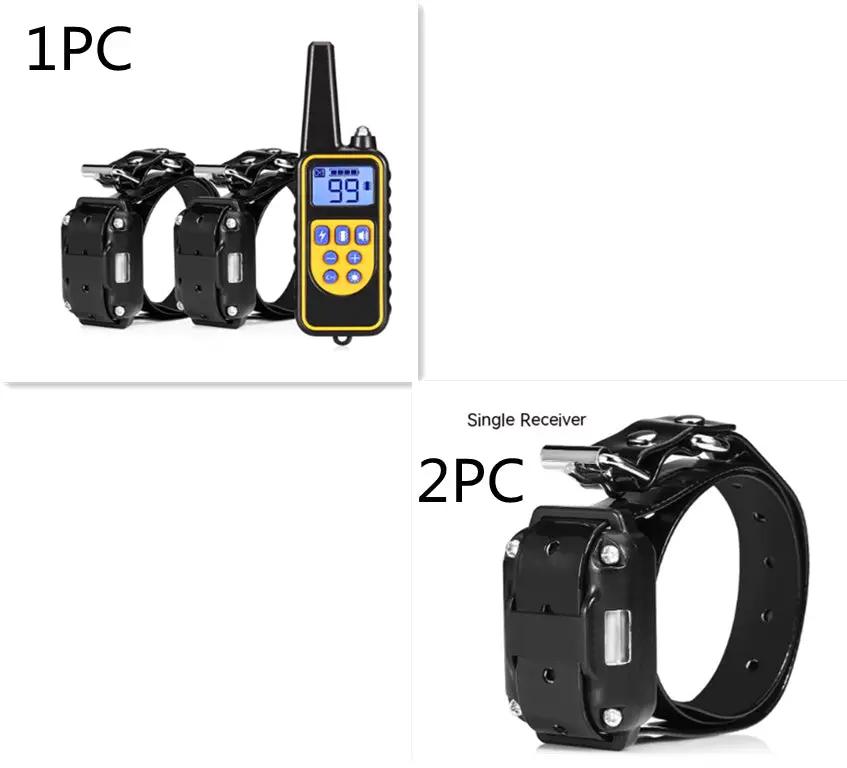 AdTec Remote Control Dog Training Collar set with 2 black collars and yellow handheld transmitter