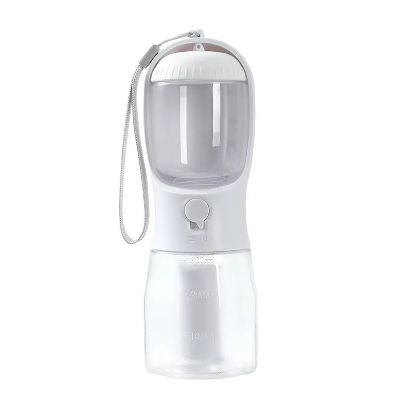 AdTec dog water cup bottle, white with clear reservoir, 3-in-1 portable pet cup