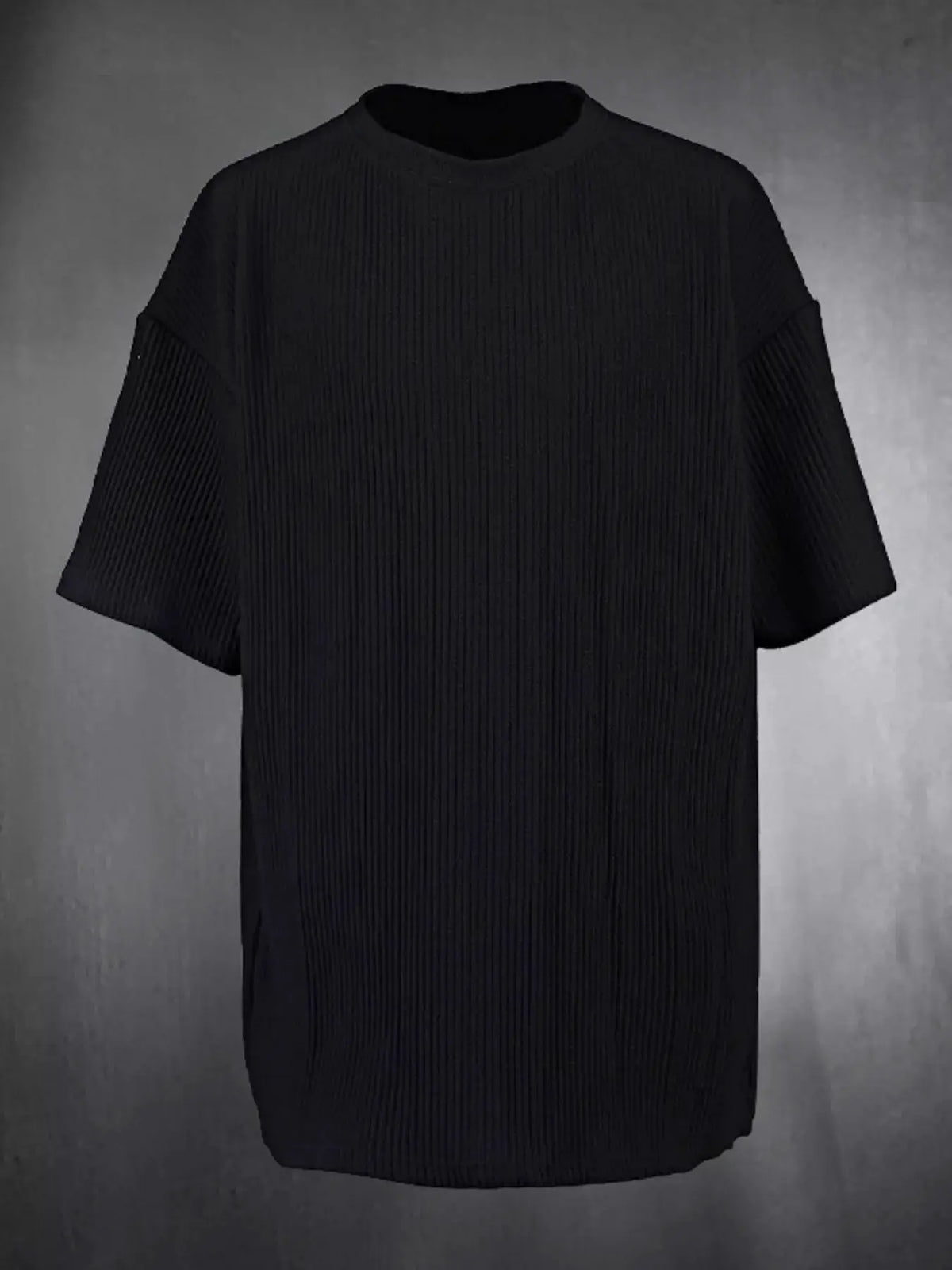 Men's black ribbed knit short-sleeve top from Trendsi